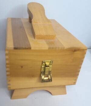 Vintage Wooden Shoe Shine Box Rustic Wood Caddy with Foot Rest & Felton Brushes